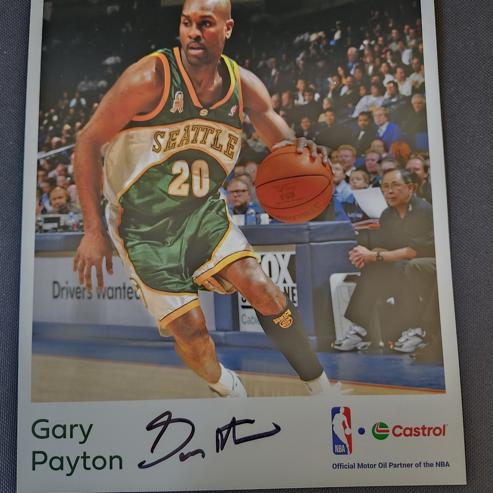 Gary Payton Signed Photp Nba Seattle Supersonics Michael Jordan Lakers Heat